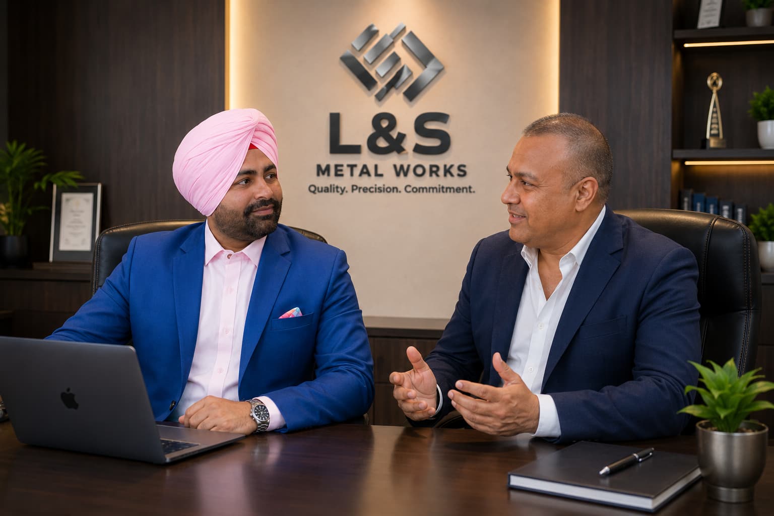 LS Metal Works founders Lakhbir Singh and Surinder Singh in the company office