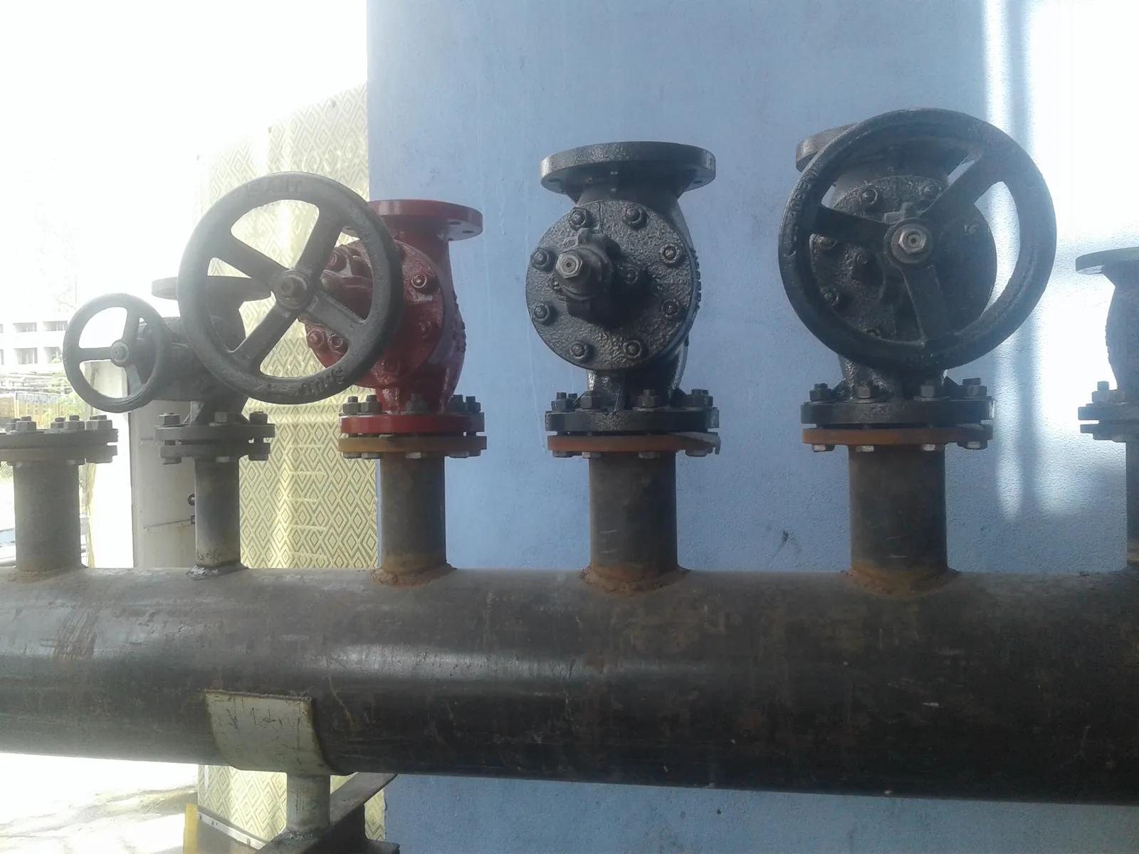 Boiler steam distribution header with industrial valves installed by LS Metal Works