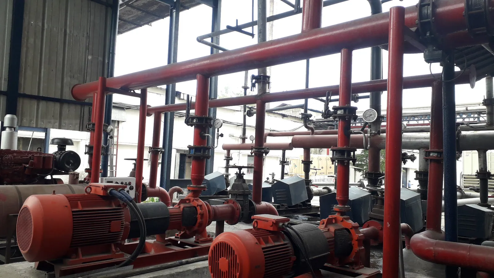 Industrial fire-water pipeline and pump connections installed by LS Metal Works