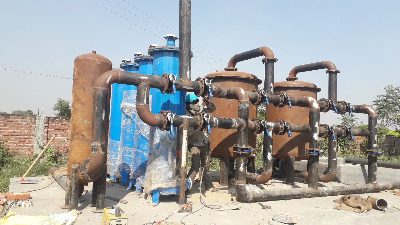 Treatment plant manifold with multiple valves and vessel connections