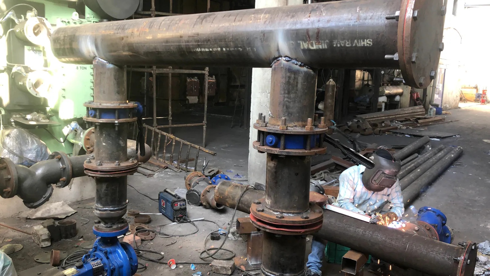 MS water pipeline valve and pump assemblies being fabricated by LS Metal Works